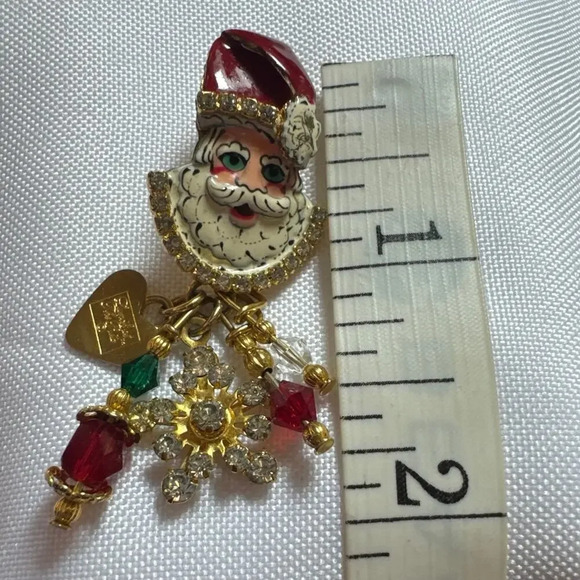 Lunch At The Ritz RARE Christmas Dangle Earrings, Santa, Snowflakes, Rhinestones - Picture 4 of 4